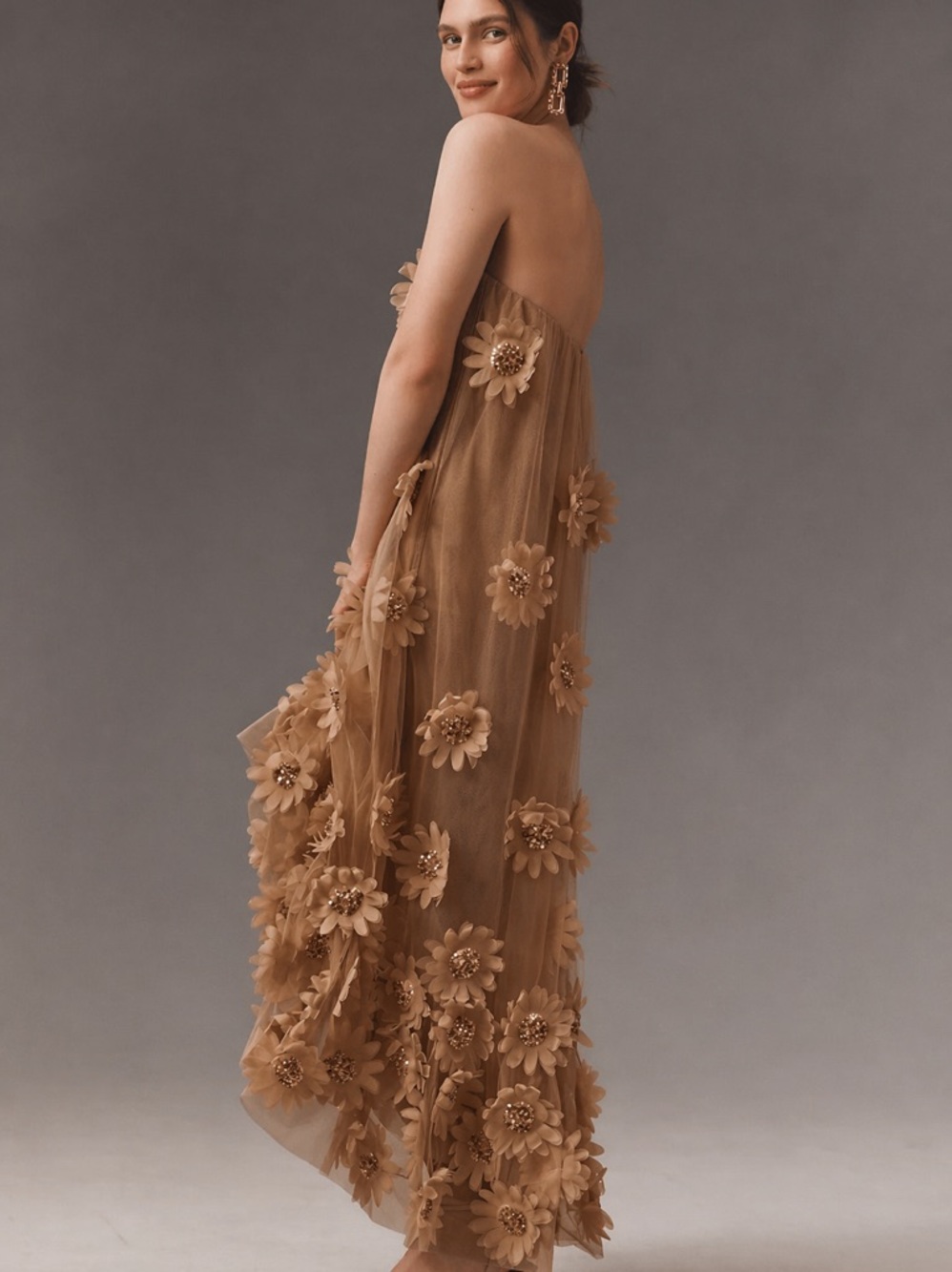 Helsi Athena Embroidered Strapless 3D Floral Maxi Dress size XS Preloved - Picture 2 of 6